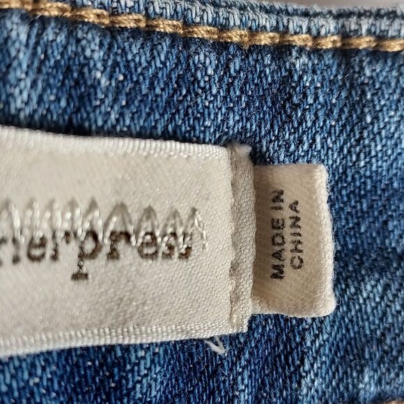 Anthropologie Pilcro Jeans 27 Boho Embroidered Ruffle Hem Floral Denim - Picture 6 of 16